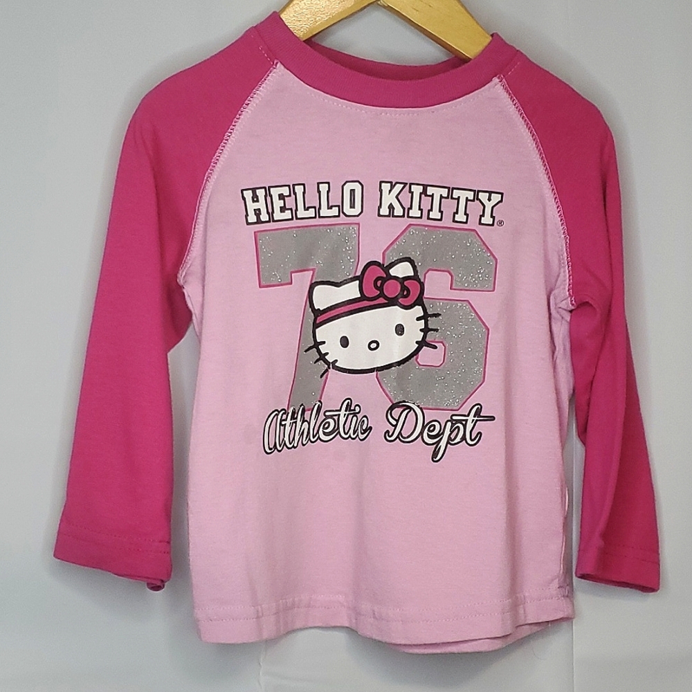 🏷5/$20🏷 Hello Kitty Go! Pink Two-Tone 3/4 Sleeve Kids Shirt - Size 4/5 (spots)